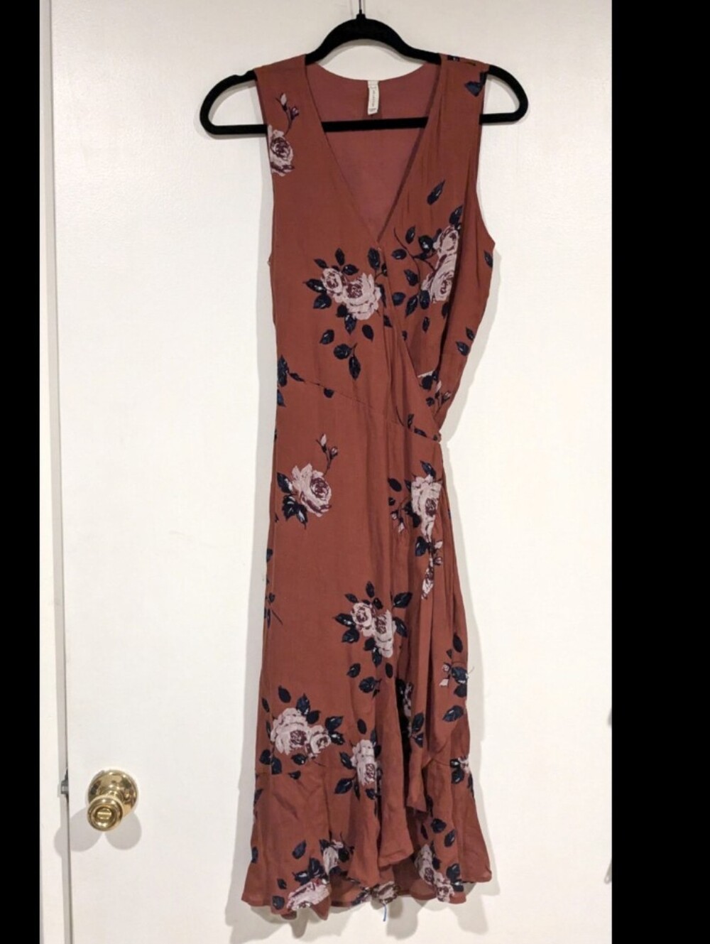 Gentle Fawn Rust Floral Midi Wrap Dress